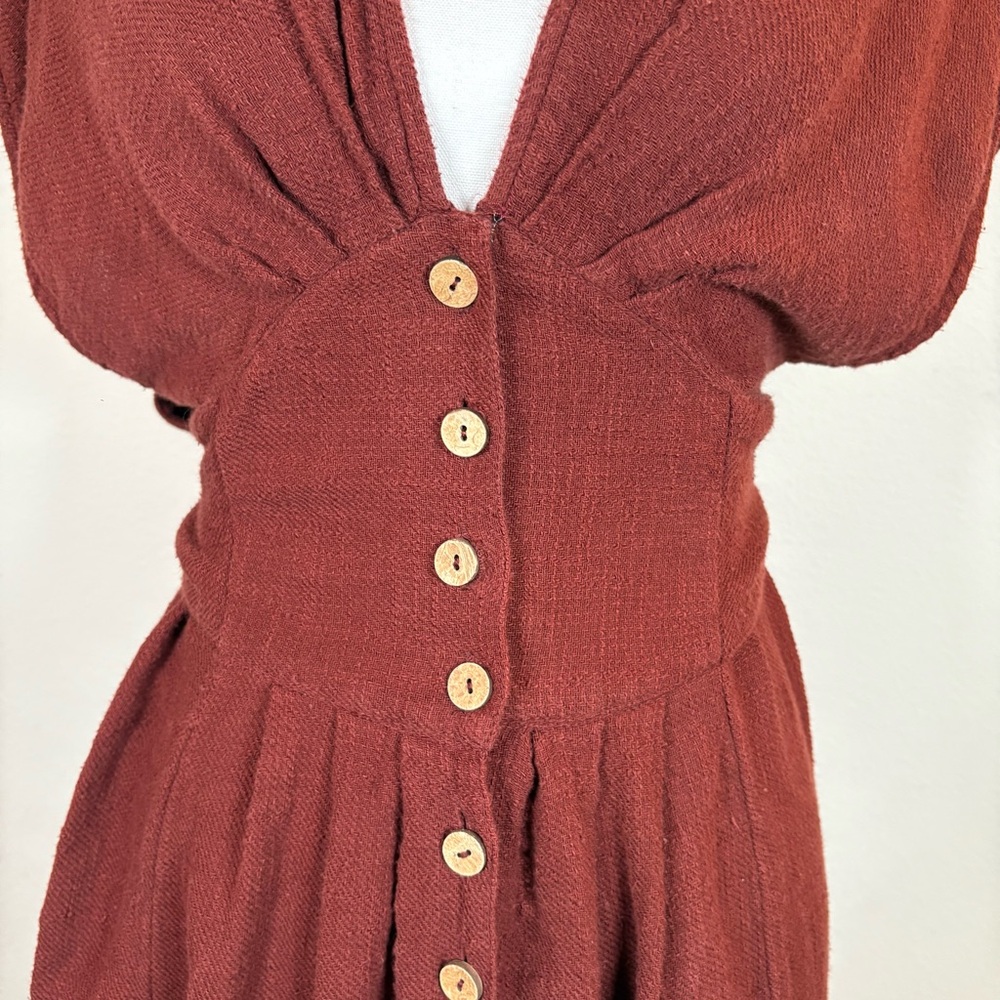 Free People Rust Button-Down Dress - Picture 6 of 9